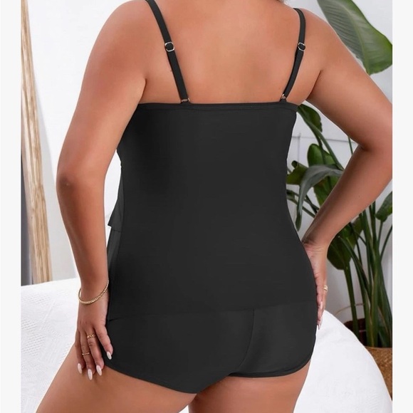 b2prity Tankini with Boy shorts Black Ruffle NWT 18 Plus Retails At $40 - Picture 5 of 6
